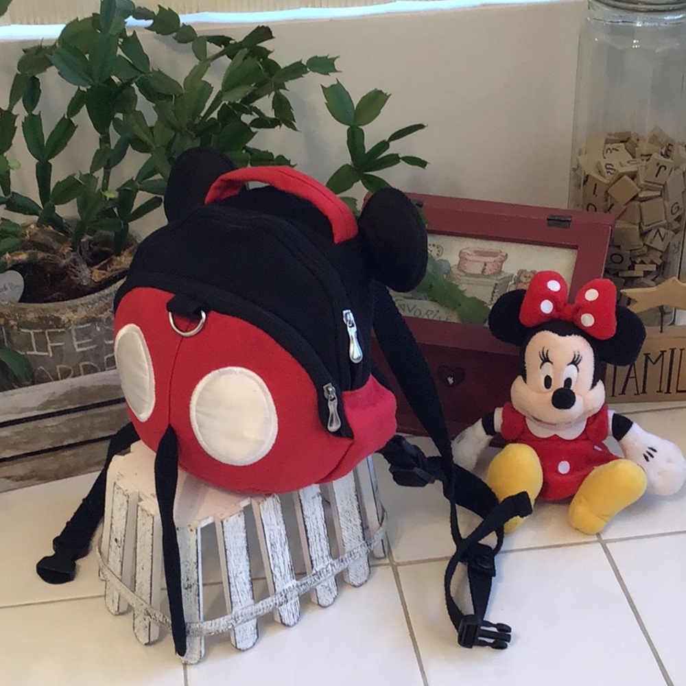Ladybug w/Minnie Mouse Ears Backpack w/Harness Strap (#5)